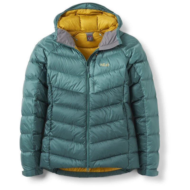 Rab Womens Glaceon Pro Down Jacket Walking Hiking (Eucalyptus/Green Slate)