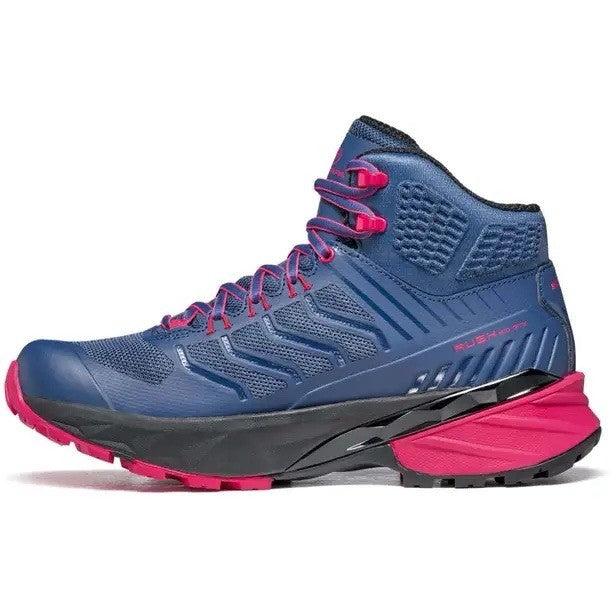 SCARPA Womens Waking Hiking Rush Mid GTX Hiking Boots (Blue/Fuxia)