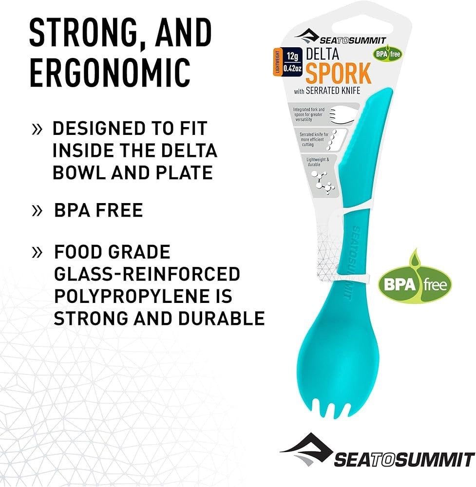 Sea to Summit Lightweight Delta Spork with Serrated Knife - Pacific BLUE