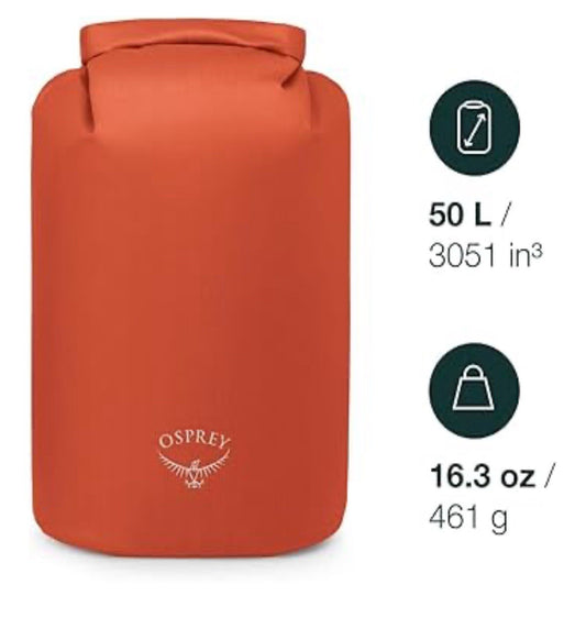 Osprey Dry Bag 50L Hiking Outdoors Wildwater Tunnel Visiion (Orange)