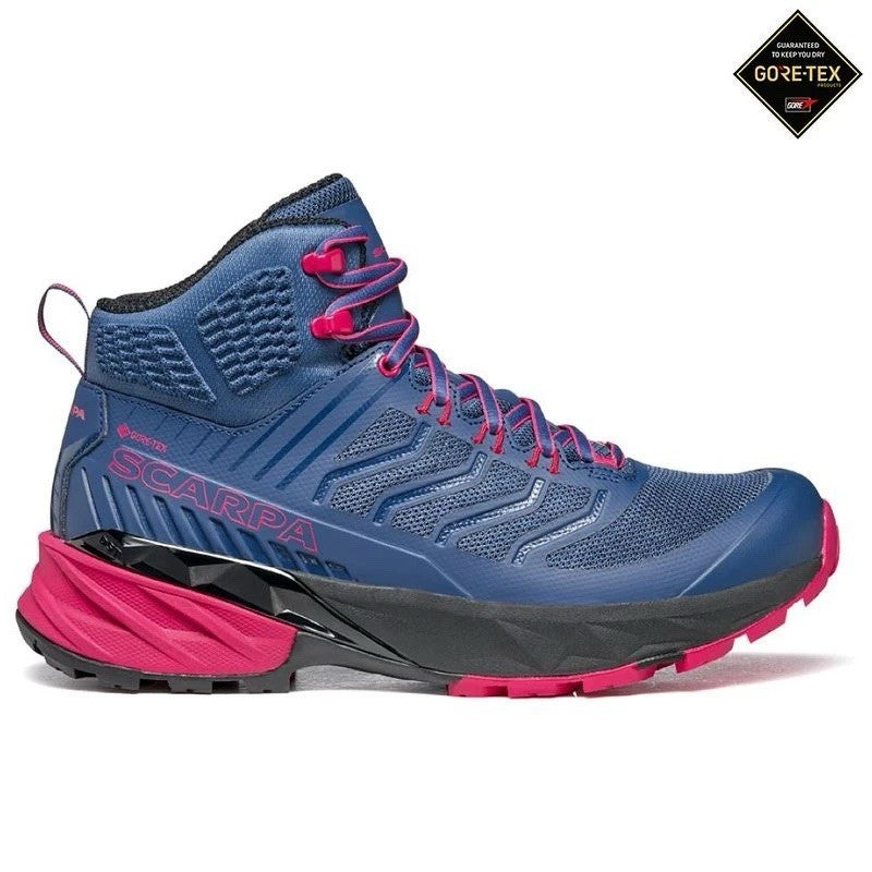 SCARPA Womens Waking Hiking Rush Mid GTX Hiking Boots (Blue/Fuxia)