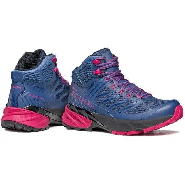 SCARPA Womens Waking Hiking Rush Mid GTX Hiking Boots (Blue/Fuxia)