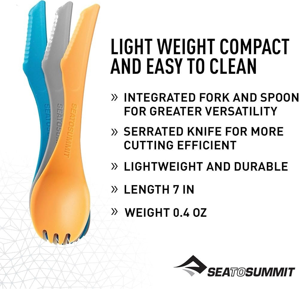 Sea to Summit Lightweight Delta Spork with Serrated Knife - Pacific BLUE