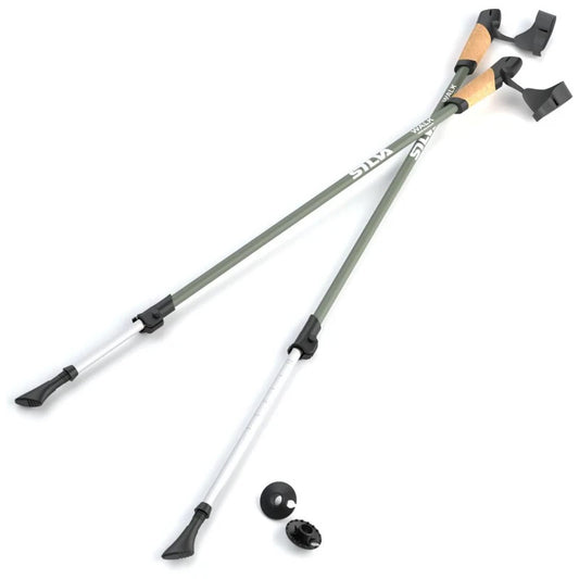 Silva Aluminium Cork Trekking Poles Hill Walking Trekking (Green)